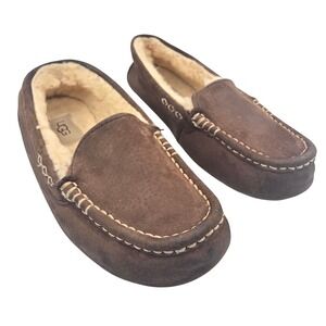 UGG Ansley Chocolate Brown Suede Moccasin Slippers Womens 6 3312 Loafers
